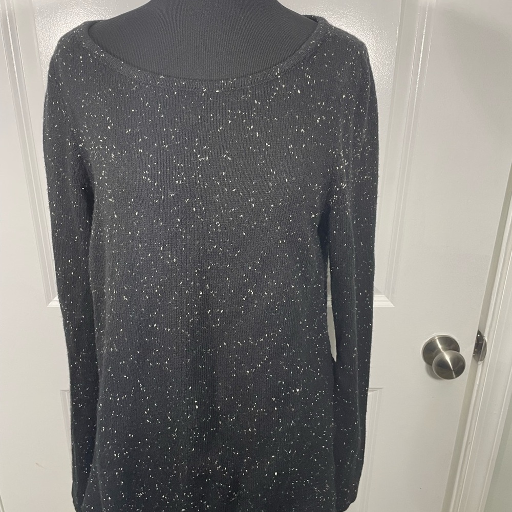 Loft Black Speckled Sweater Size Small CB-